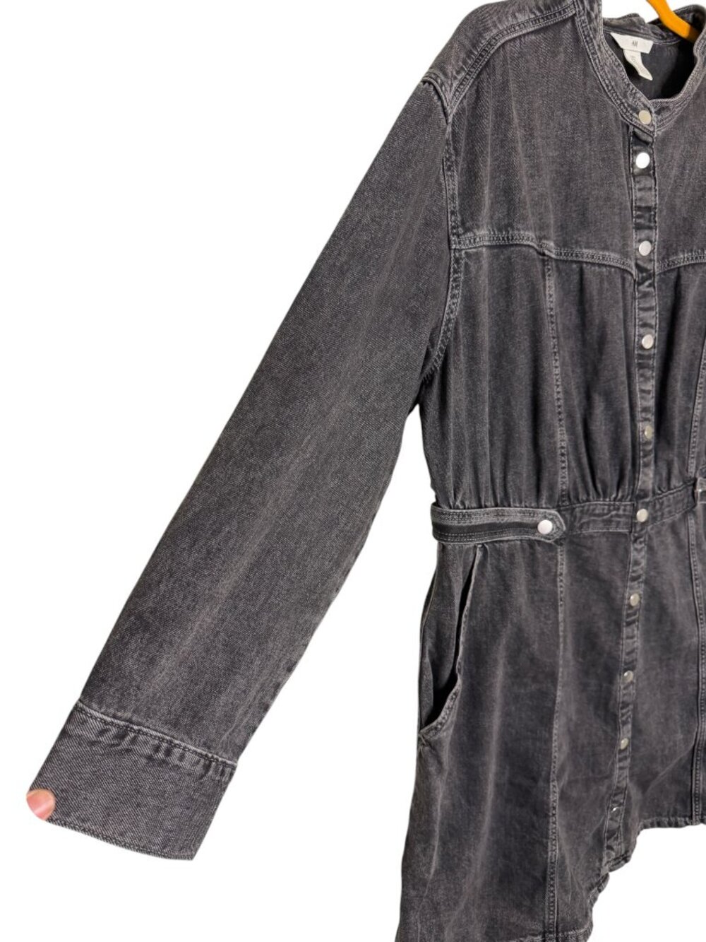 H&M Denim Jean Mini Shirt Dress Snap Front Gray XL - Picture 3 of 8